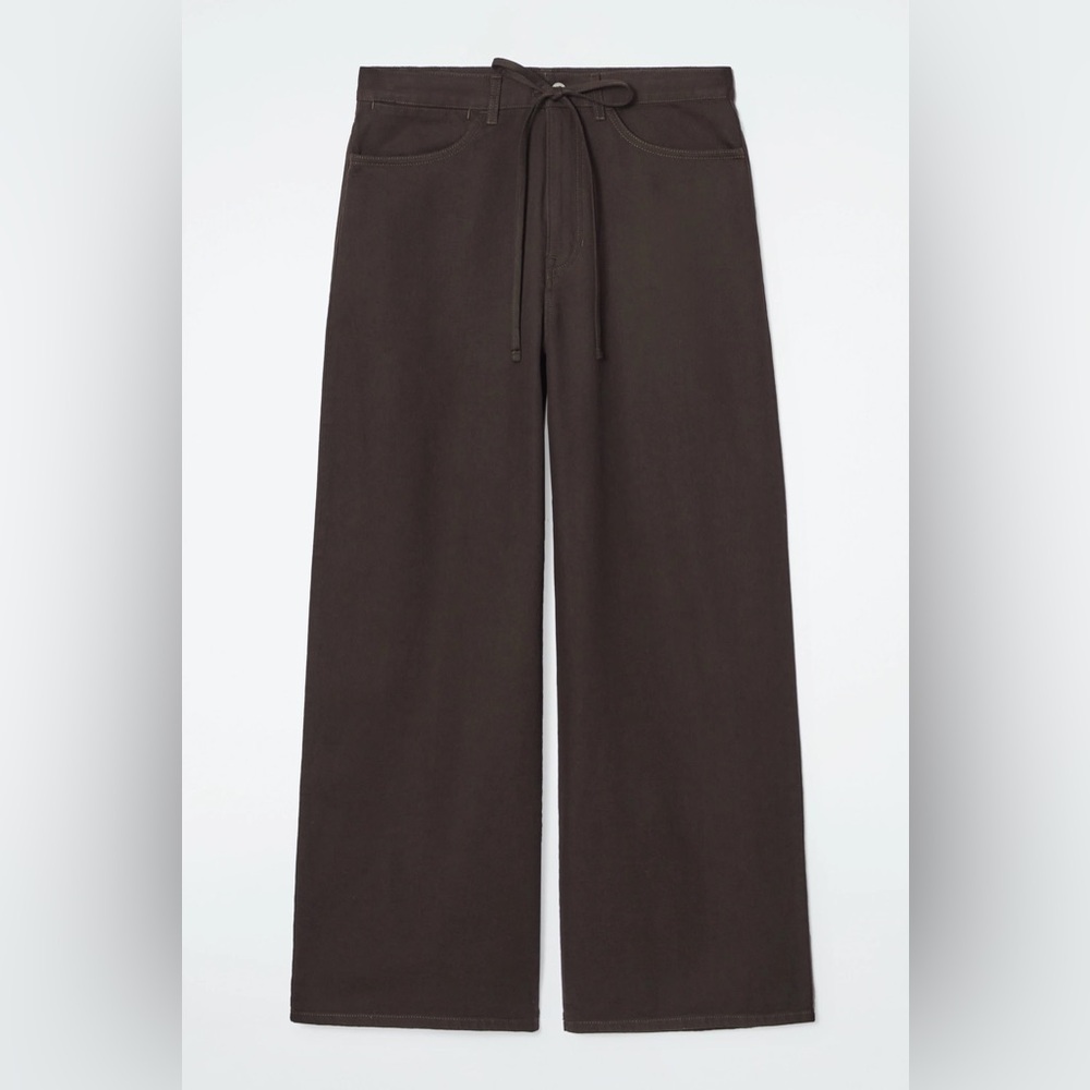 COS WIDE-LEG DRAWSTRING TROUSERS | Dark Brown
